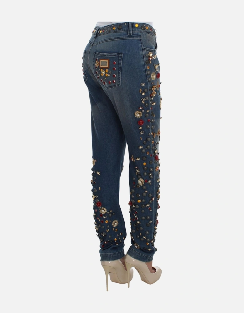 Boyfriend Jeans Embellished Style Women - Blue Jeans