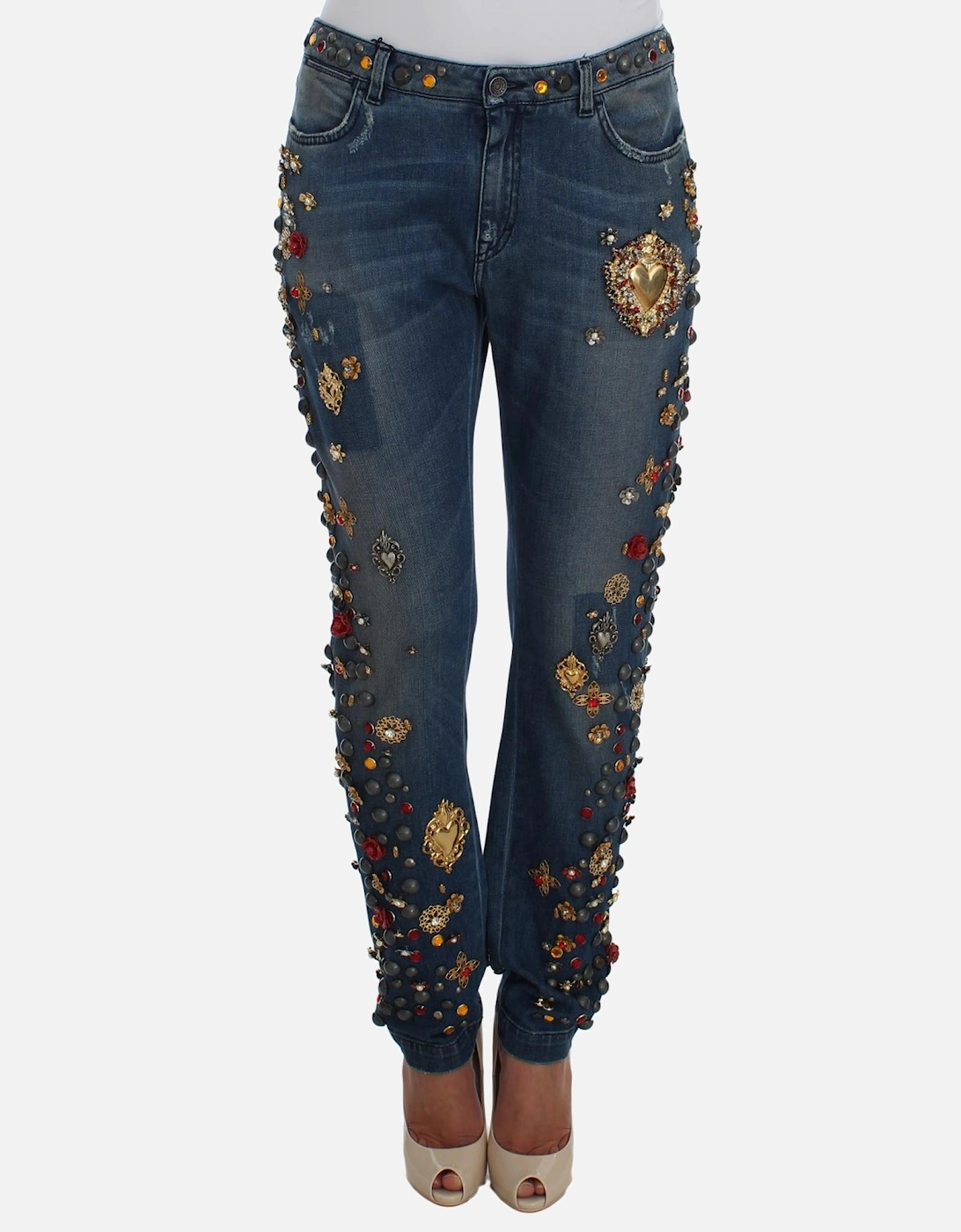 Boyfriend Jeans Embellished Style Women - Blue Jeans, 7 of 6