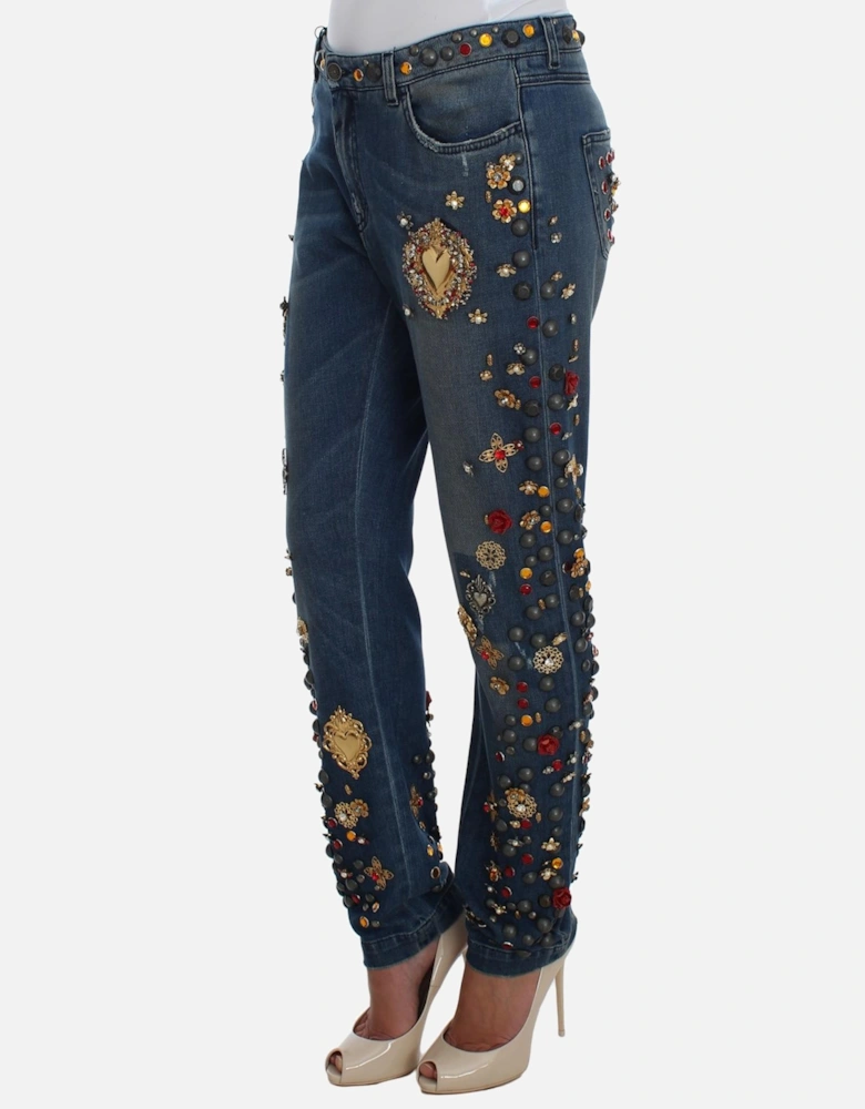Boyfriend Jeans Embellished Style Women - Blue Jeans