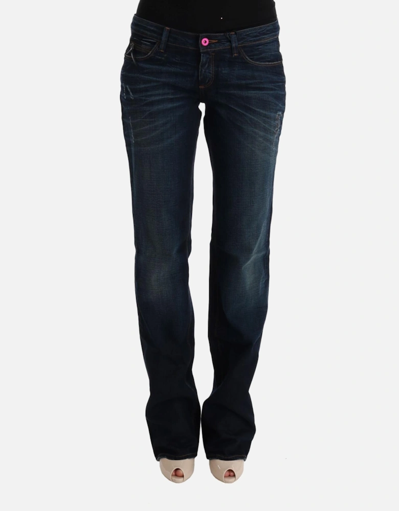 Regular Fit 100% Cotton Jeans with Zipper Fly Women - Blue Jeans
