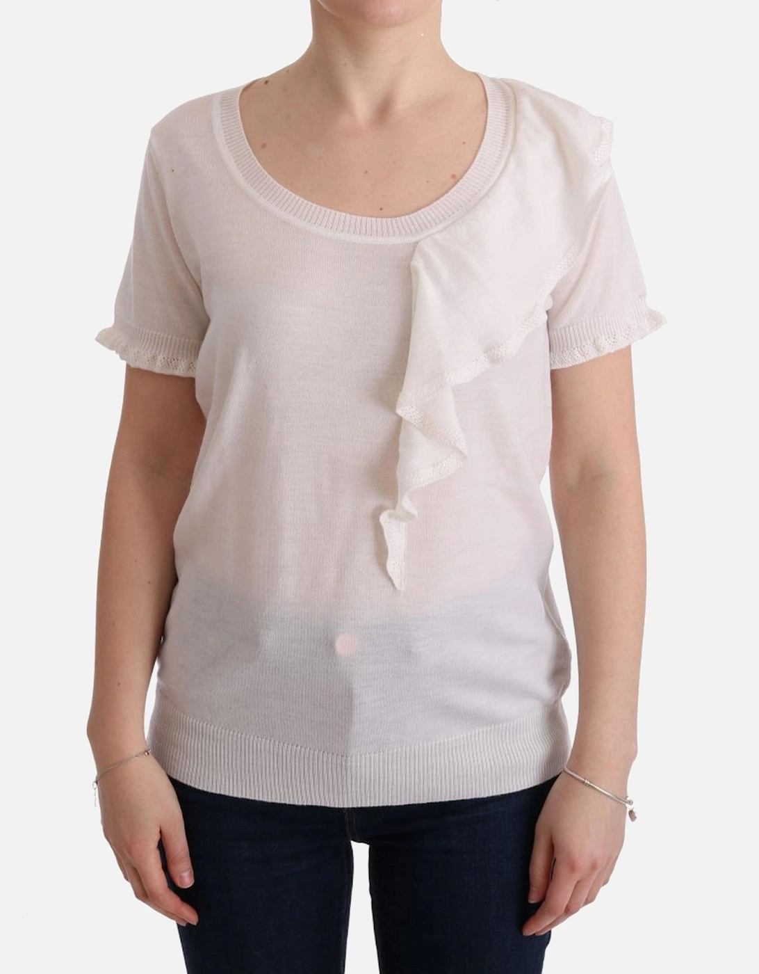 100% Lana Wool T-Shirt Top Women - White, 7 of 6