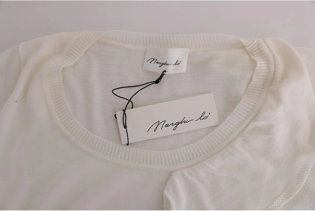 100% Lana Wool T-Shirt Top Women - White