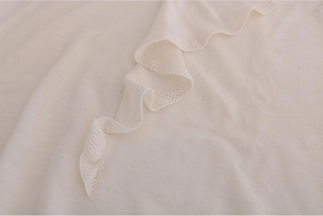 100% Lana Wool T-Shirt Top Women - White