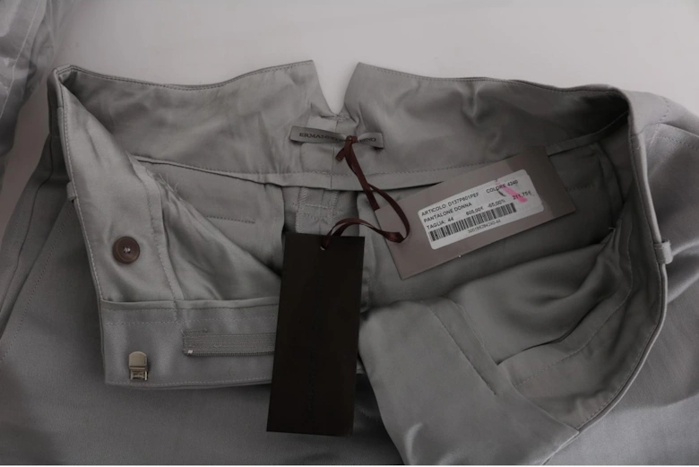 Cropped Grey Pants Button Detail Women - Gray Jeans