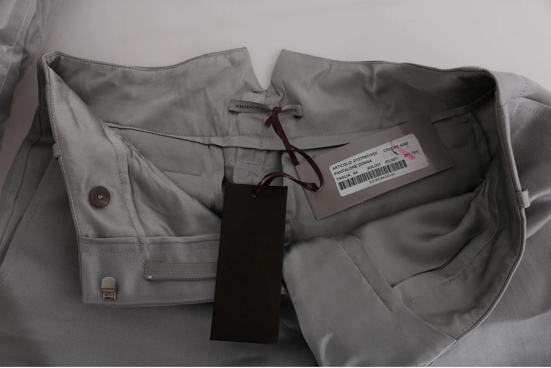 Cropped Grey Pants Button Detail Women - Gray Jeans