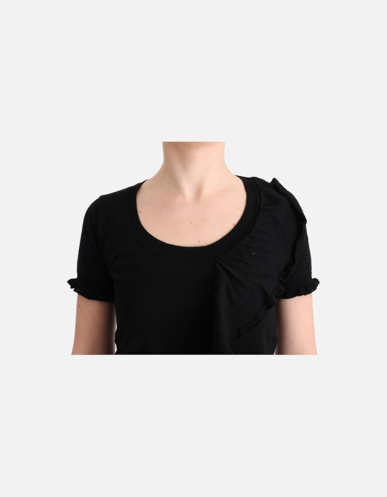 Lana Wool Black T-Shirt Top Women