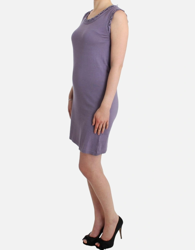 Knee Length Cotton Dress with Logo Details Women - Purple Dresses