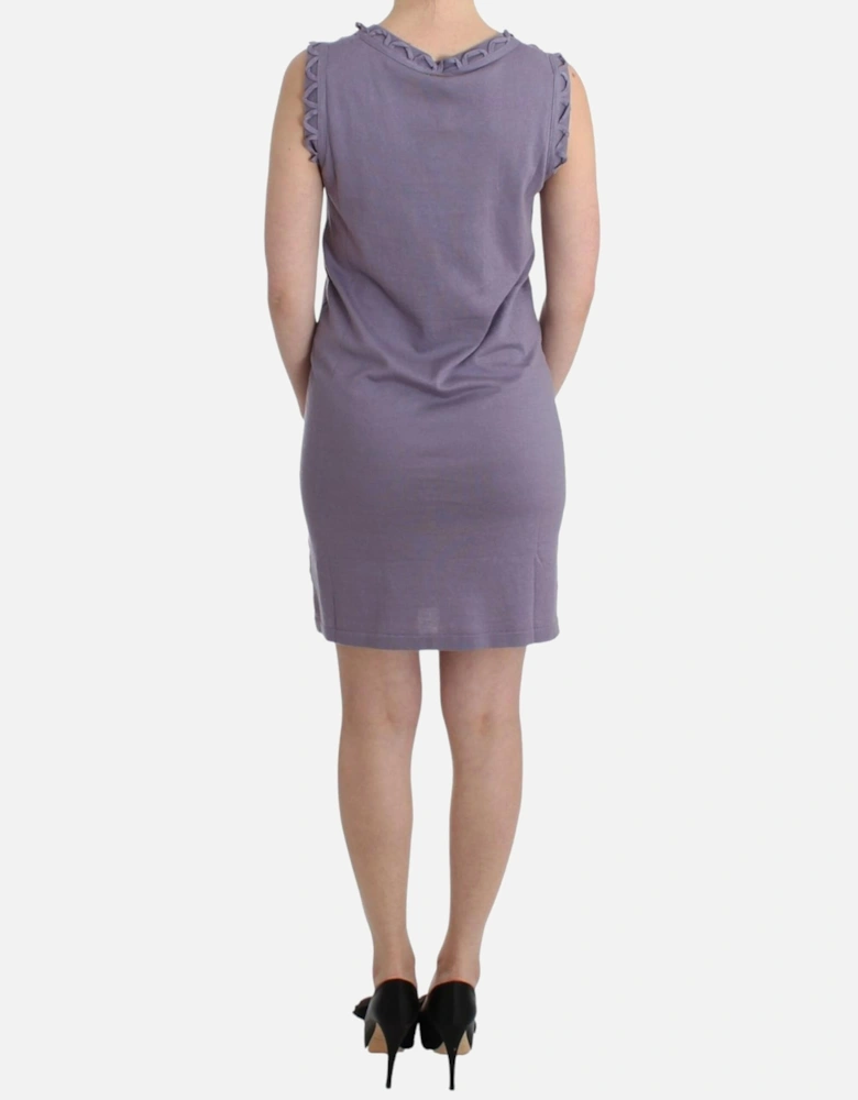 Knee Length Cotton Dress with Logo Details Women - Purple Dresses