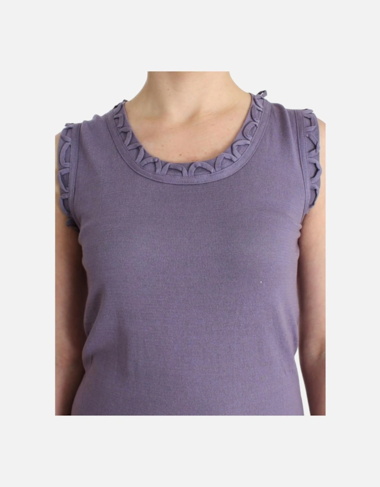 Knee Length Cotton Dress with Logo Details Women - Purple Dresses