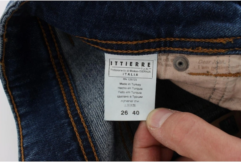 Newspaper Print Jeans Straight Leg Women - Blue Jeans