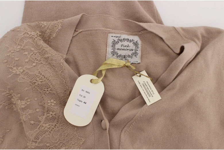 Lace Detail Short Sleeve Cardigan Women - Pink Sweaters
