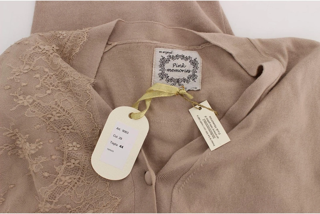 Lace Detail Short Sleeve Cardigan Women - Pink Sweaters
