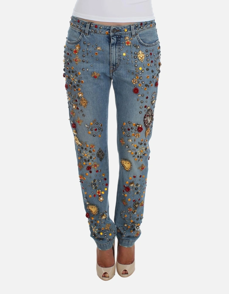 Dolce Gabbana Crystal Jeans Embellished Denim Women - Blue Jeans