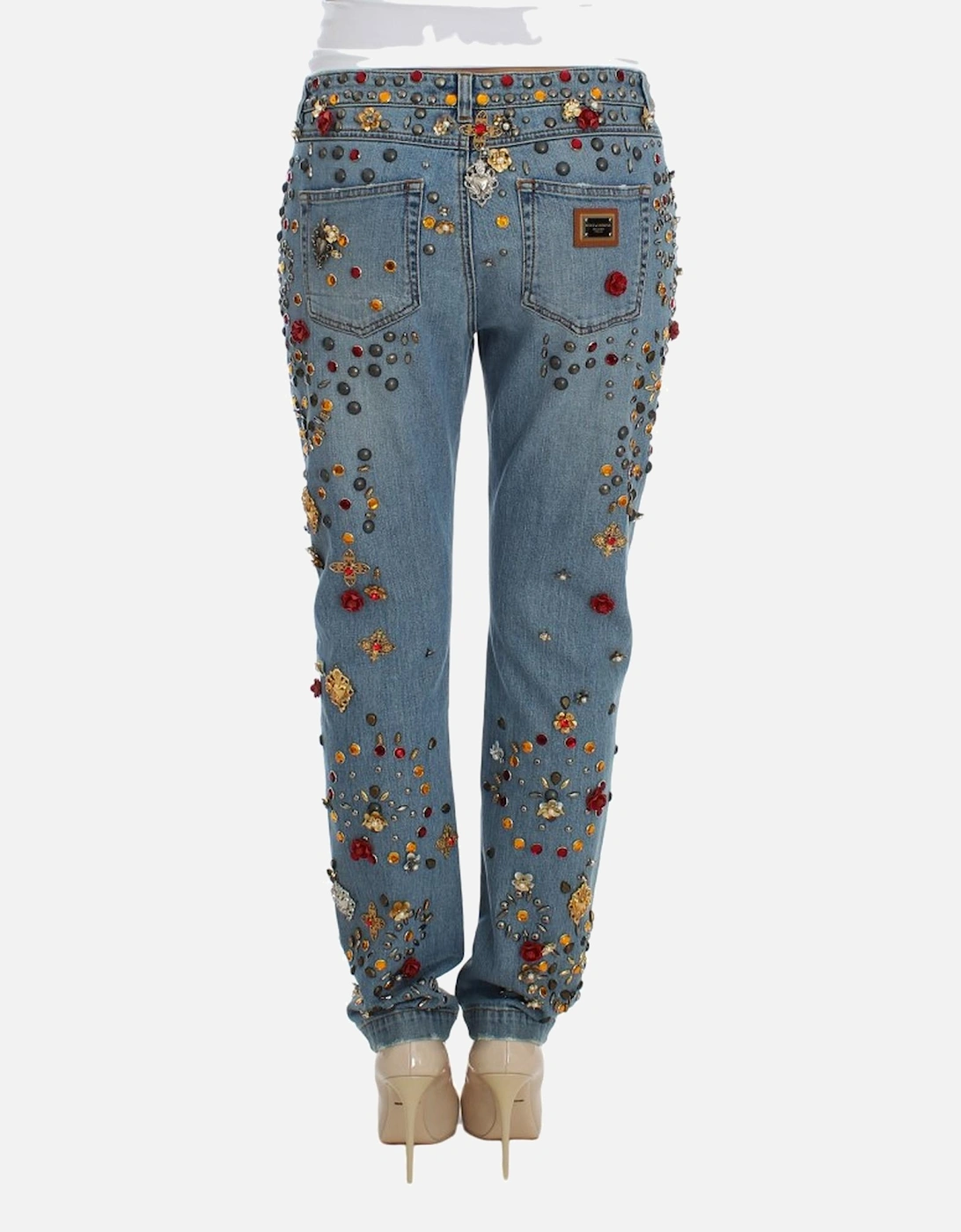 Dolce Gabbana Crystal Jeans Embellished Denim Women - Blue Jeans
