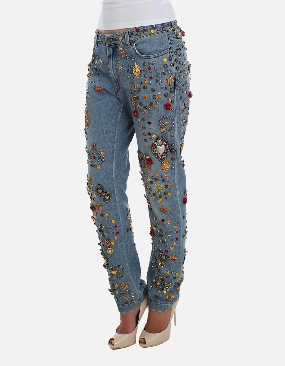 Dolce Gabbana Crystal Jeans Embellished Denim Women - Blue Jeans
