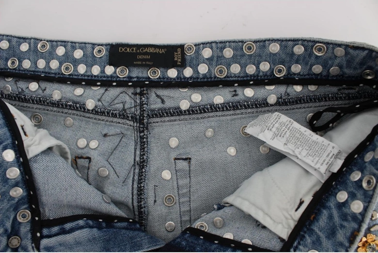 Dolce Gabbana Crystal Jeans Embellished Denim Women - Blue Jeans