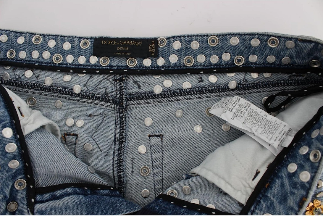 Dolce Gabbana Crystal Jeans Embellished Denim Women - Blue Jeans