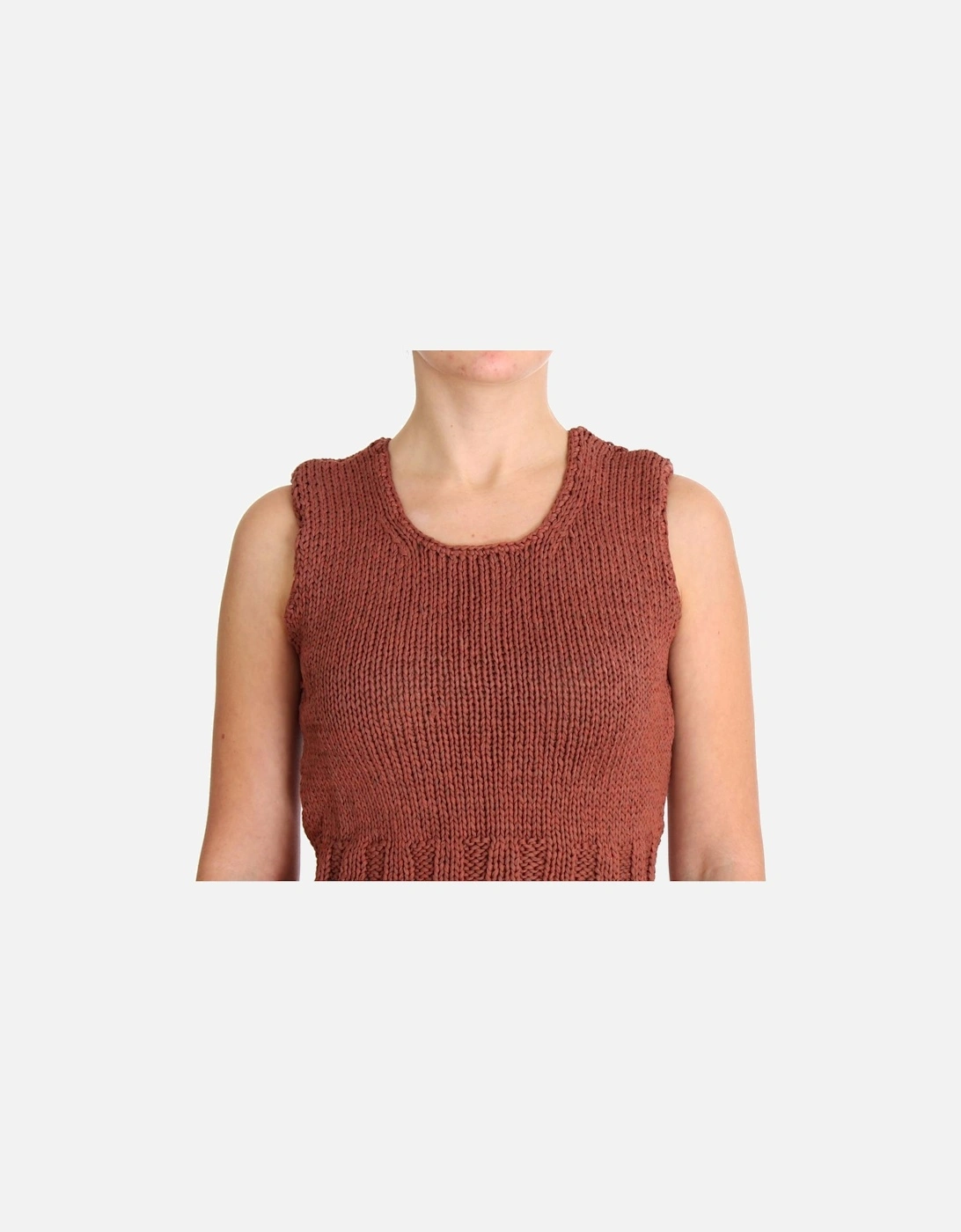 Knitted Cotton Blend Sleeveless Vest Sweater Women - Red