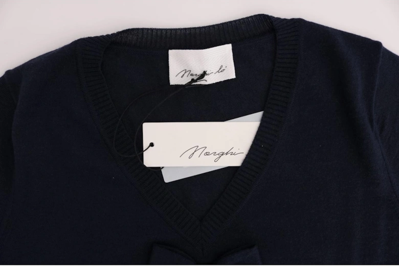 100% Lana Wool T-Shirt Top Women - Blue