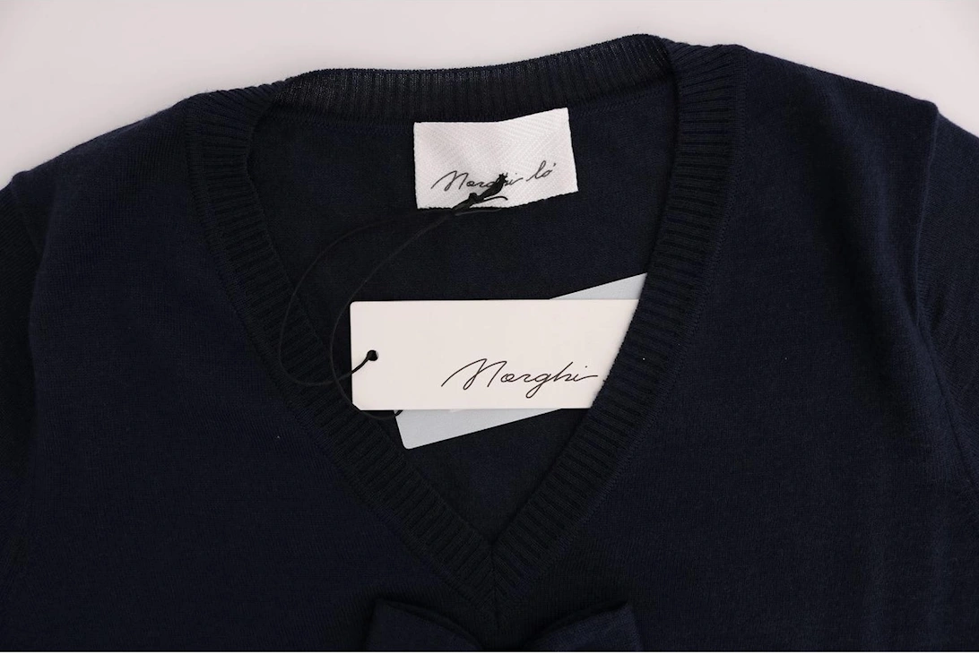 100% Lana Wool T-Shirt Top Women - Blue
