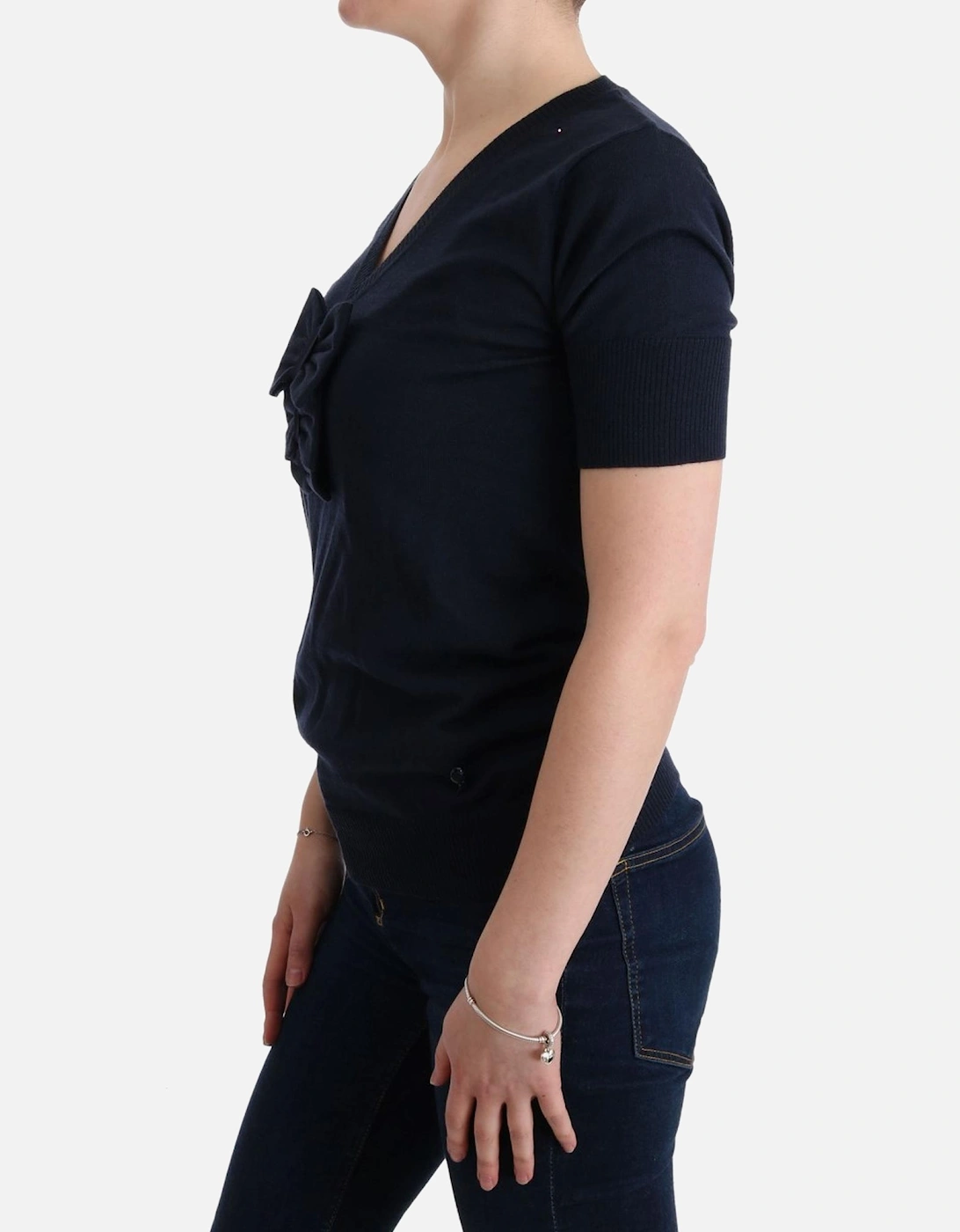 100% Lana Wool T-Shirt Top Women - Blue