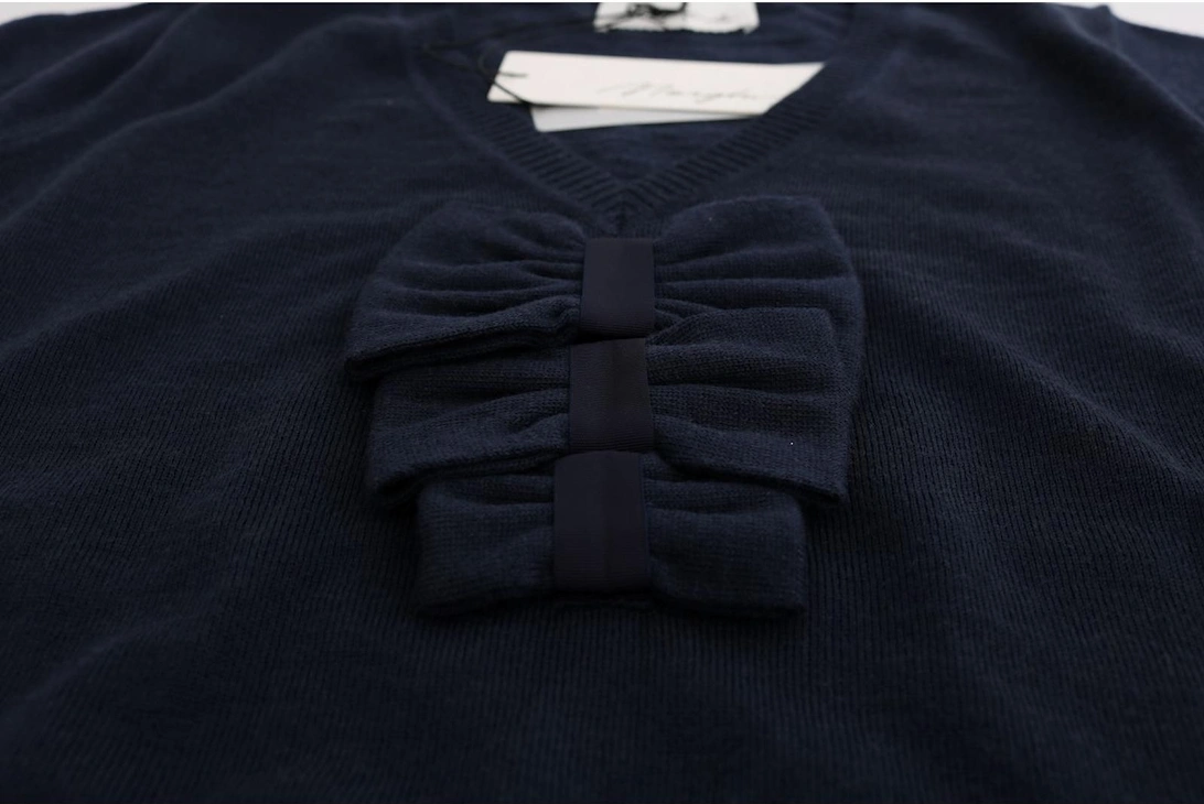 100% Lana Wool T-Shirt Top Women - Blue