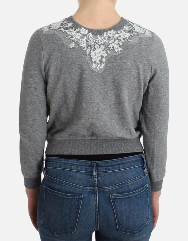 Cropped Cardigan Long Sleeve Knitwear Women - Gray Sweaters