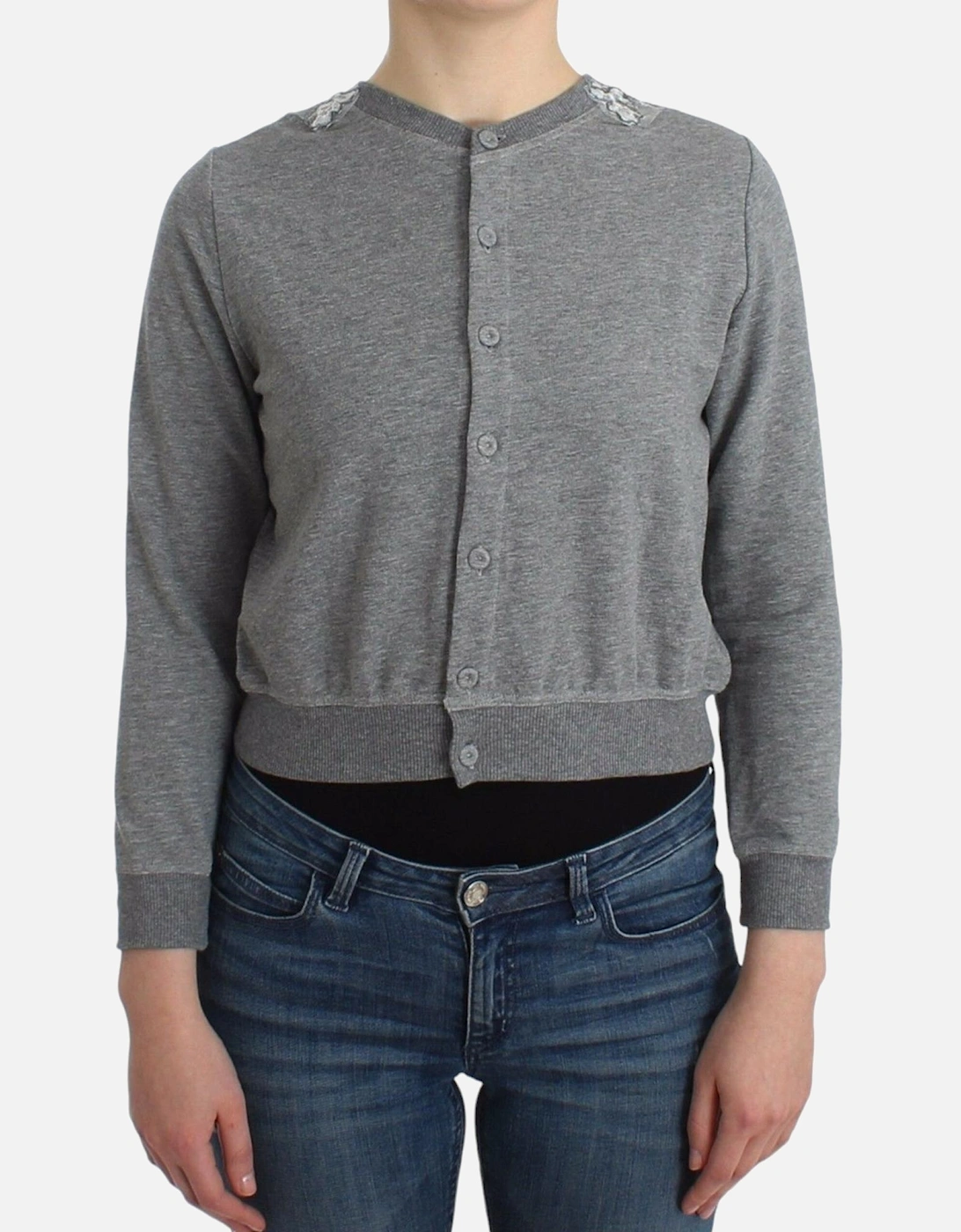 Cropped Cardigan Long Sleeve Knitwear Women - Gray Sweaters, 7 of 6