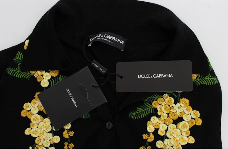 Floral Polo Shirt Short Sleeves Casual Top Women - Black T-Shirts