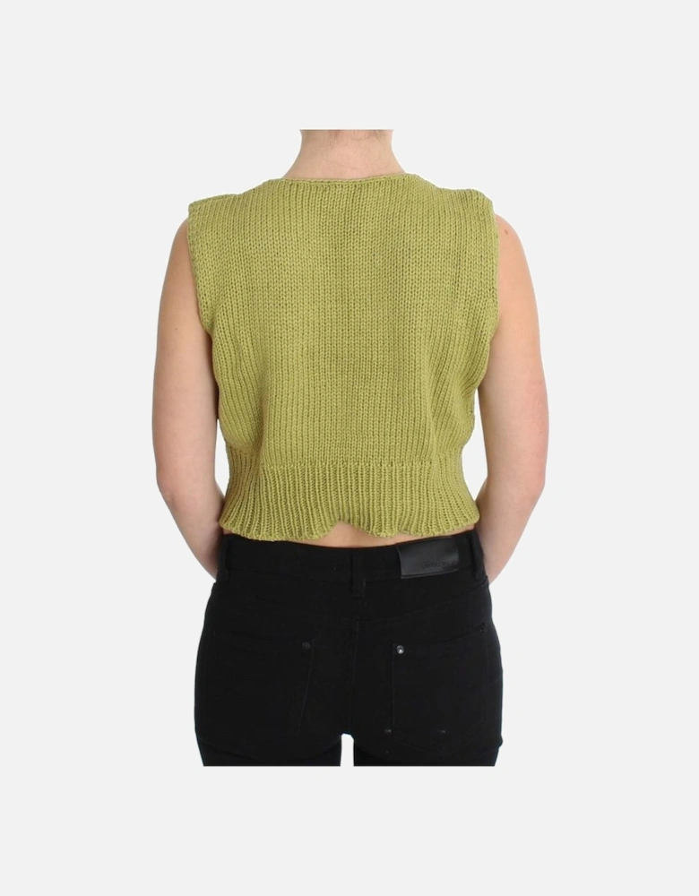 Knit Sleeveless Vest Casual VNeck Women - Green Sweaters