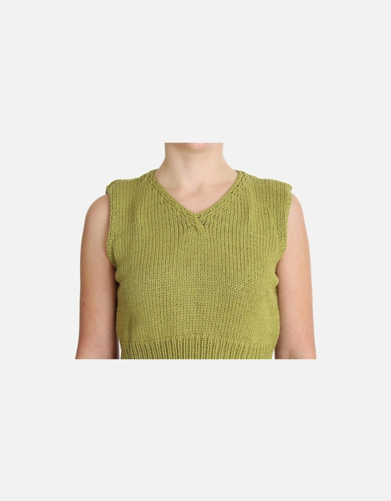 Knit Sleeveless Vest Casual VNeck Women - Green Sweaters