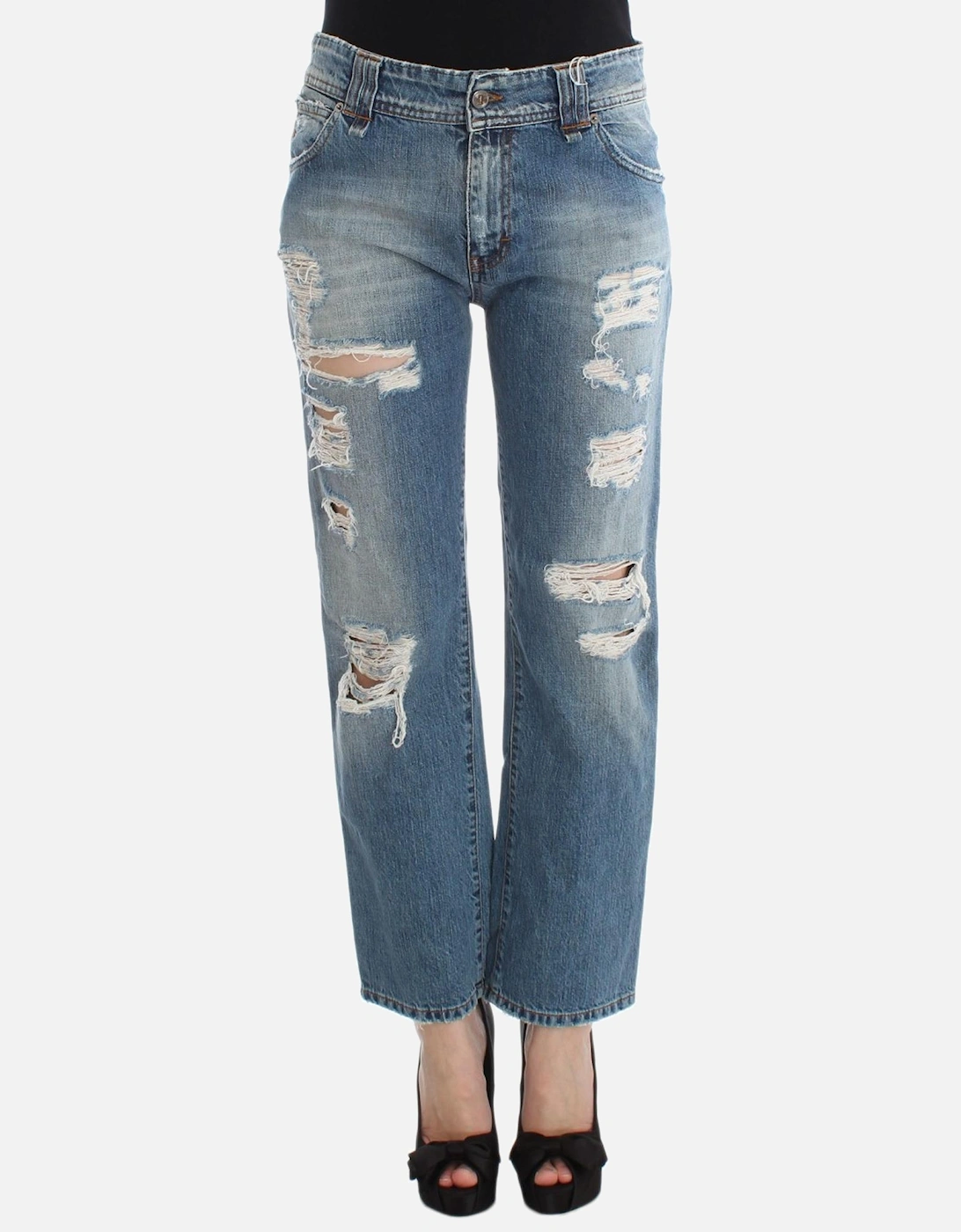 Boyfriend Jeans Ripped Denim Distressed Women - Blue Jeans, 7 of 6