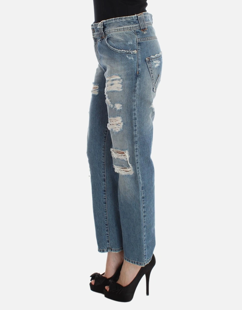 Boyfriend Jeans Ripped Denim Distressed Women - Blue Jeans