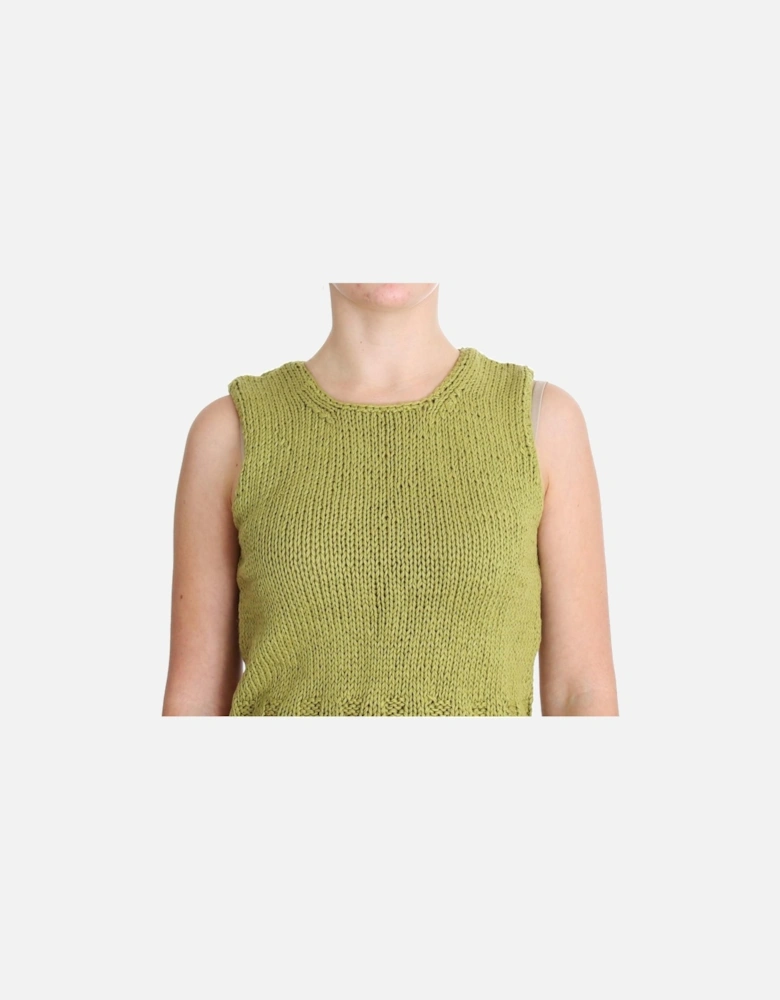 Knitted Cotton Blend Vest Sweater Women - Green