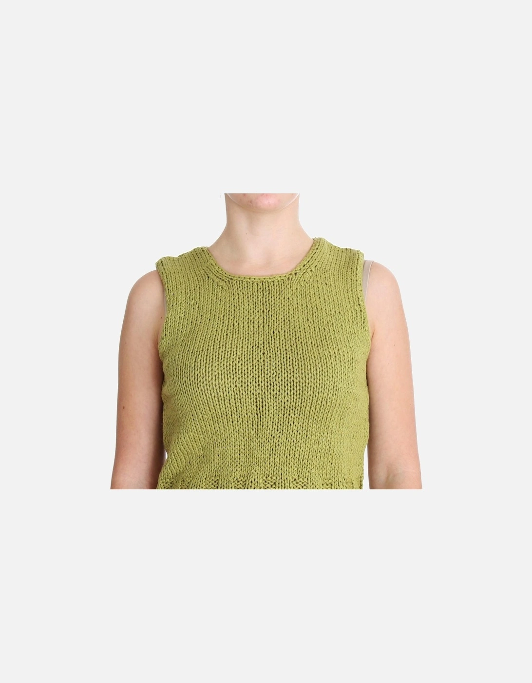 Knitted Cotton Blend Vest Sweater Women - Green