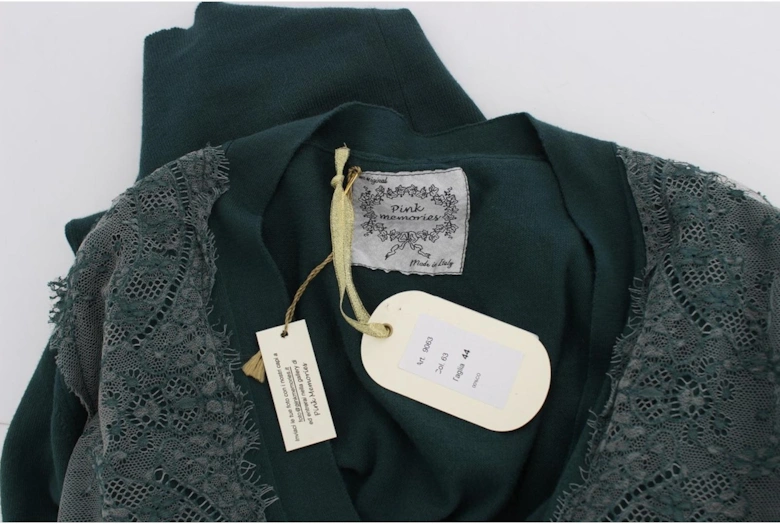 Lace Detail Cardigan Short Sleeves Women - Green Sweaters