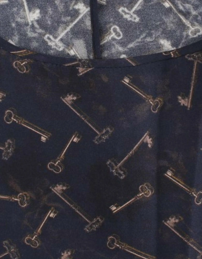 Dolce Gabbana Key Print Silk Blouse Women - Blue T-Shirts