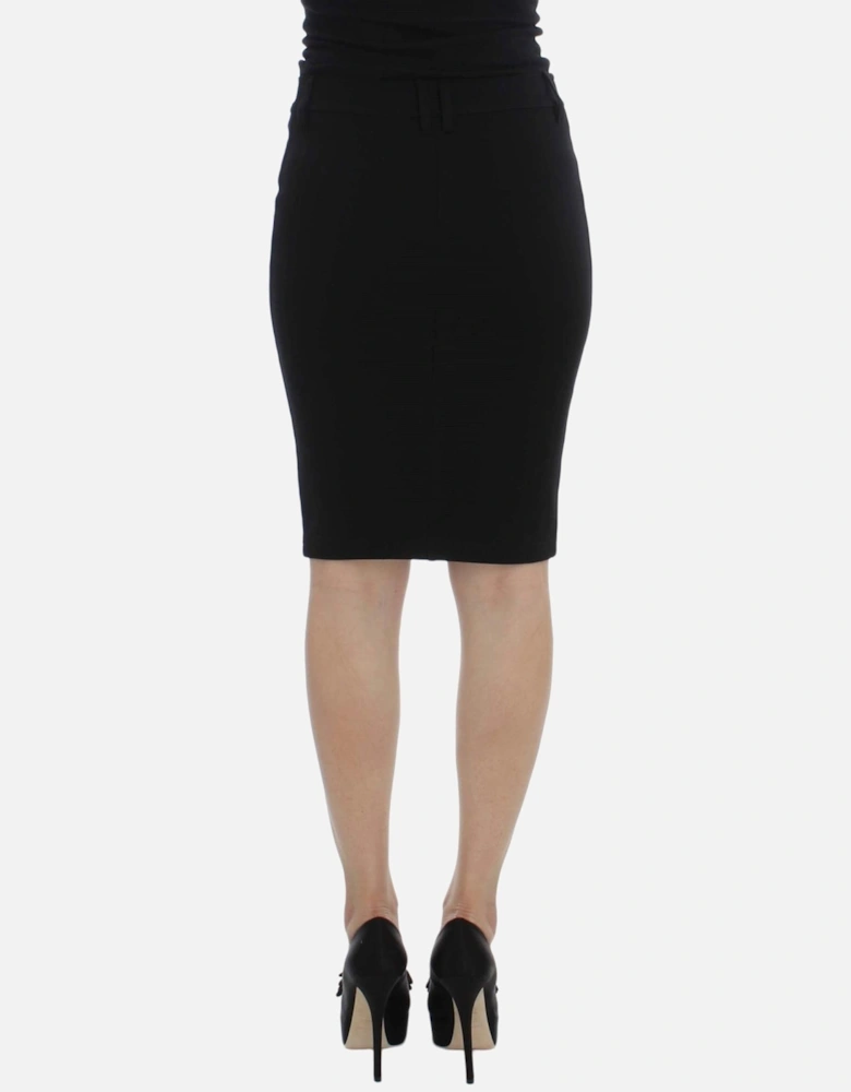 Pencil Skirt Fitted Wool Blend Women - Black