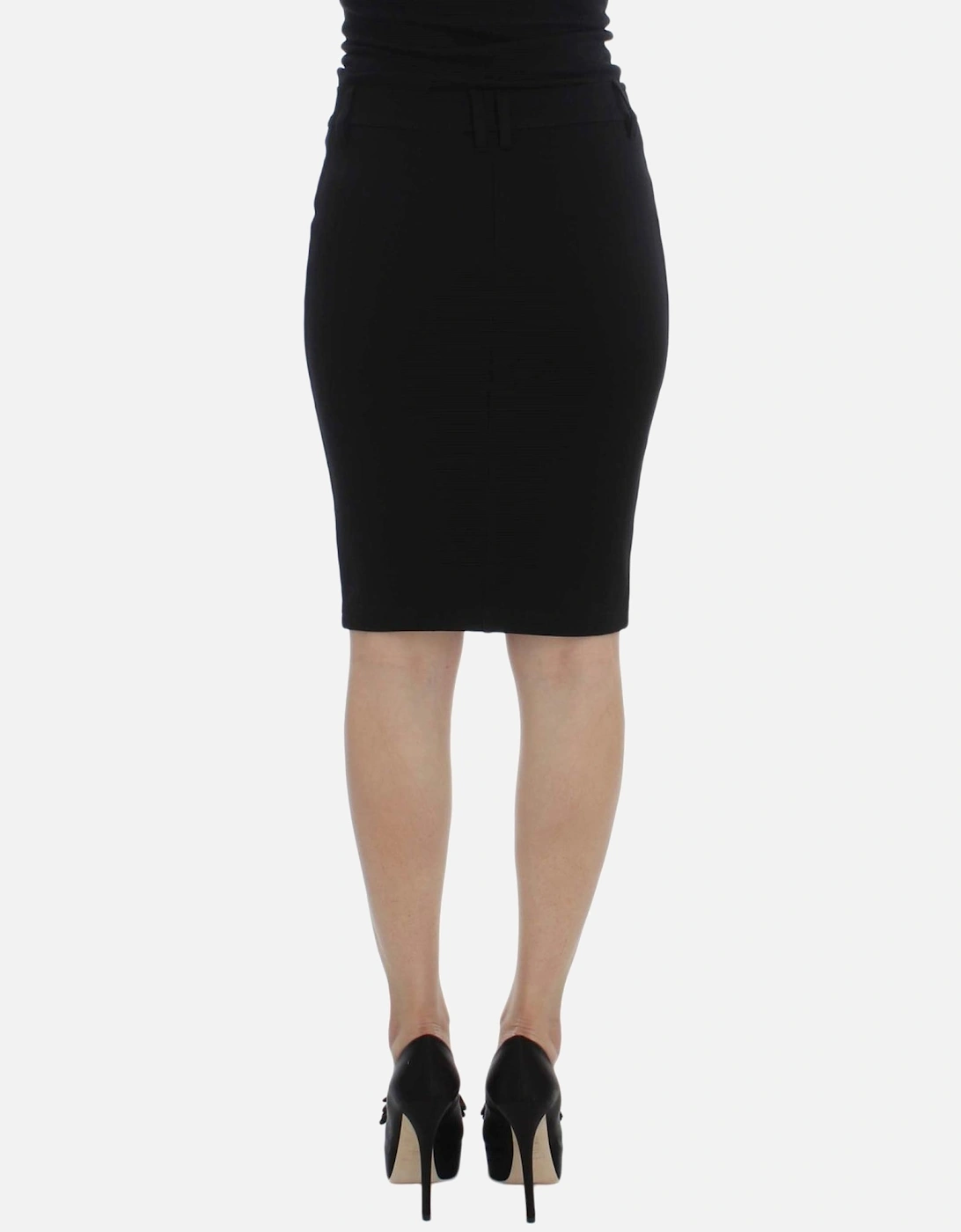 Pencil Skirt Fitted Wool Blend Women - Black