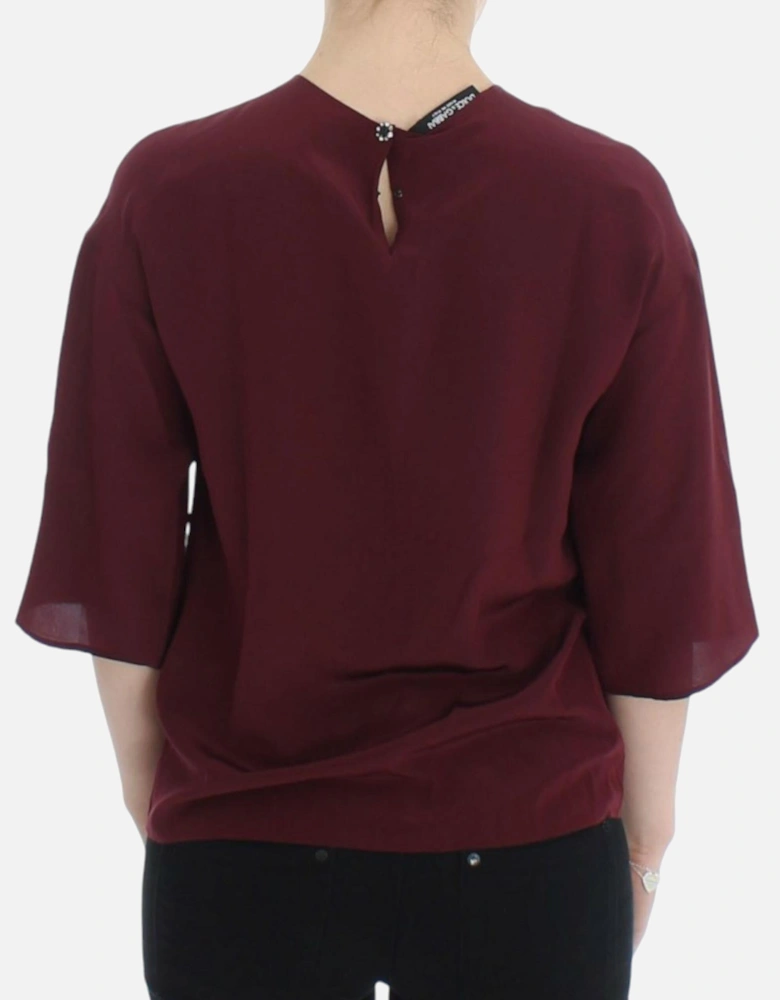 Dolce Gabbana Silk Blouse Burgundy Women - Red T-Shirts
