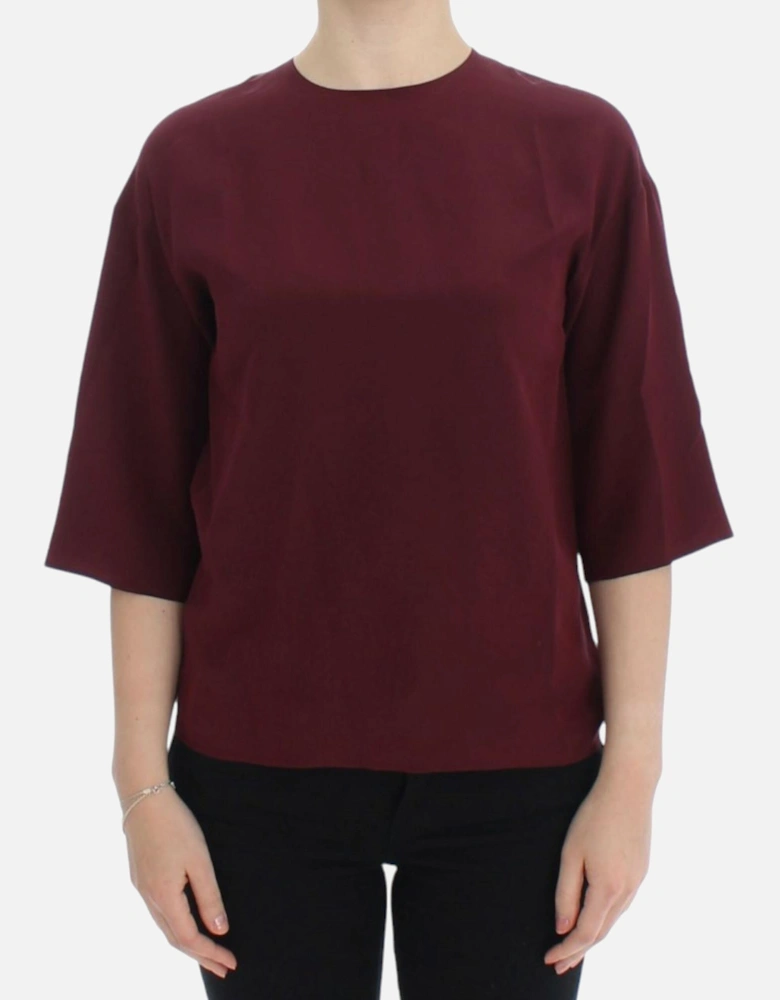 Dolce Gabbana Silk Blouse Burgundy Women - Red T-Shirts
