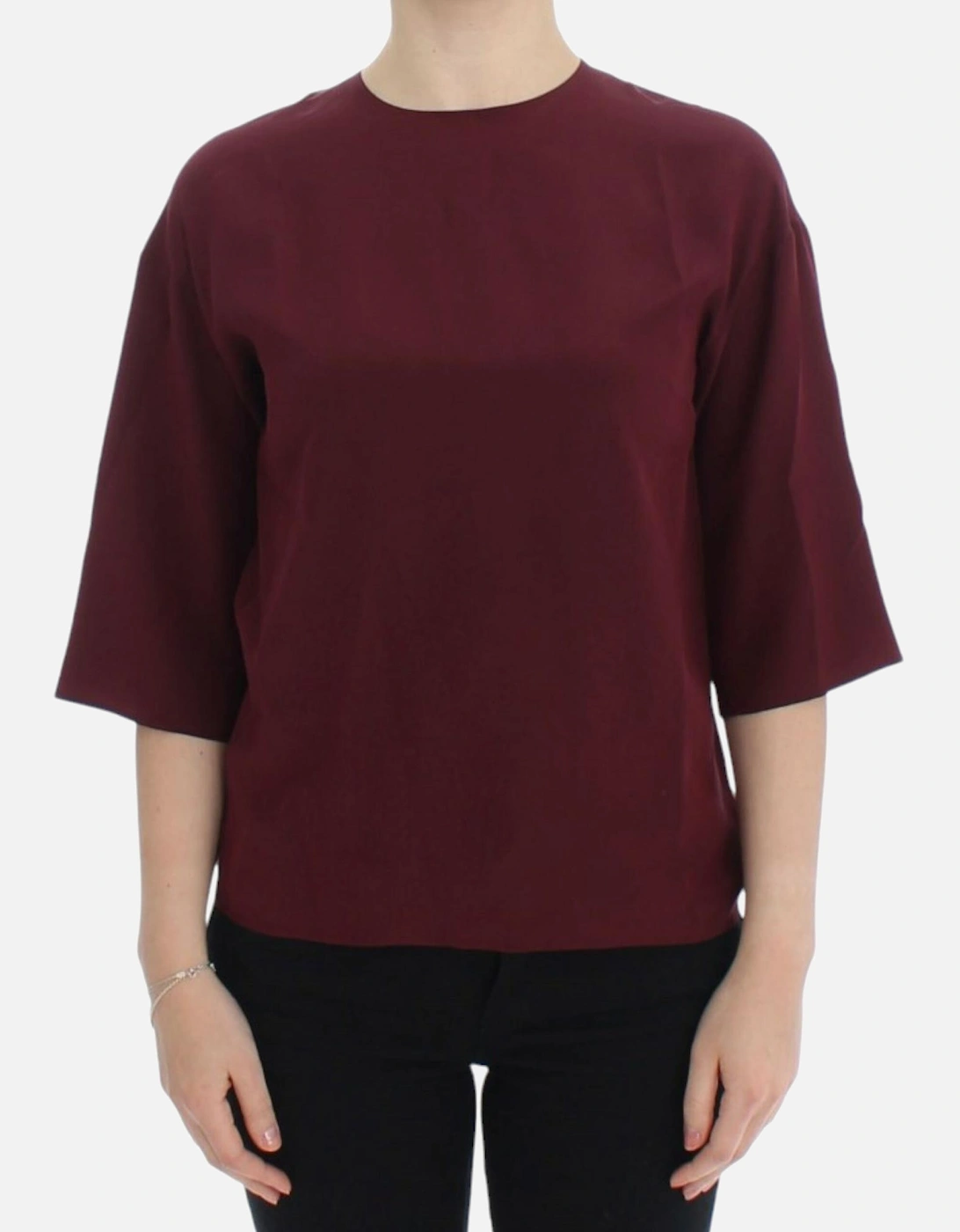 Dolce Gabbana Silk Blouse Burgundy Women - Red T-Shirts, 7 of 6