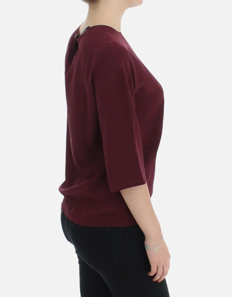 Dolce Gabbana Silk Blouse Burgundy Women - Red T-Shirts