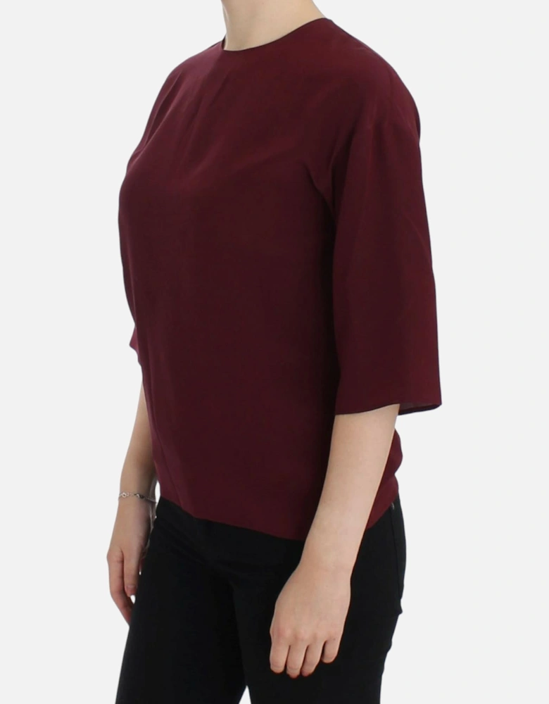 Dolce Gabbana Silk Blouse Burgundy Women - Red T-Shirts