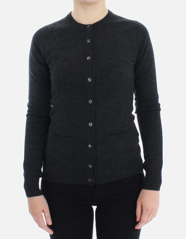 Long Sleeve Crew Neck Cardigan Women - Gray Sweaters