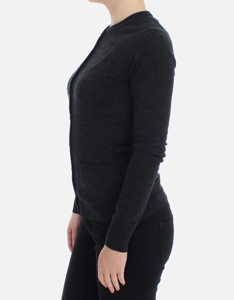 Long Sleeve Crew Neck Cardigan Women - Gray Sweaters