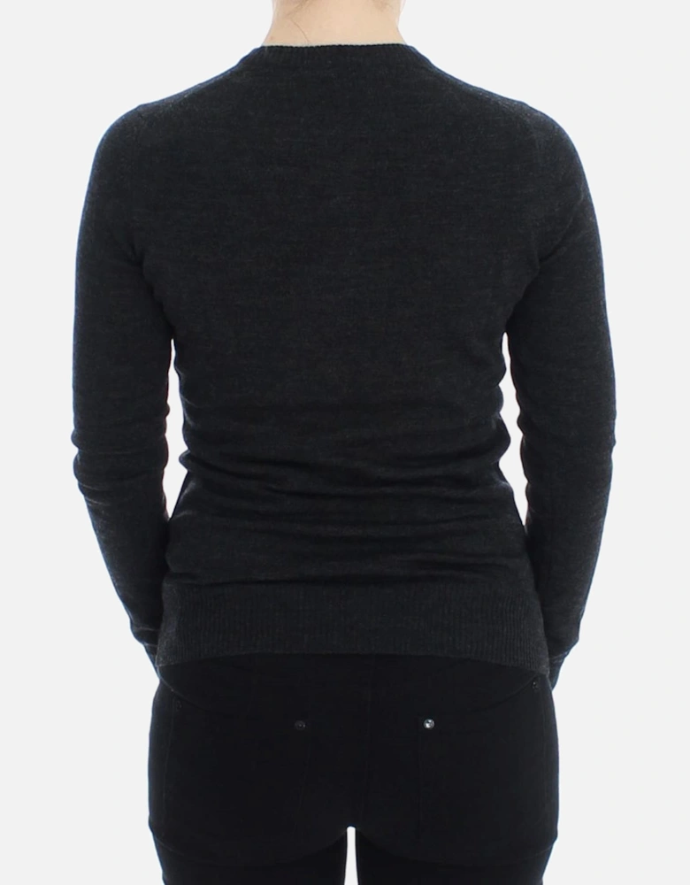 Long Sleeve Crew Neck Cardigan Women - Gray Sweaters