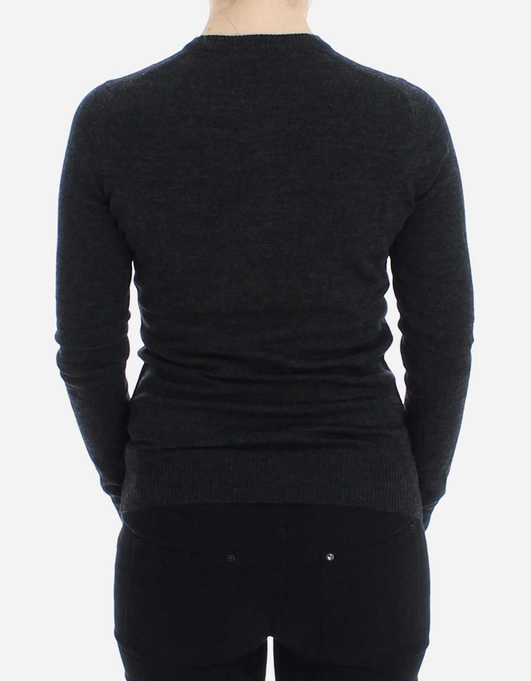 Long Sleeve Crew Neck Cardigan Women - Gray Sweaters