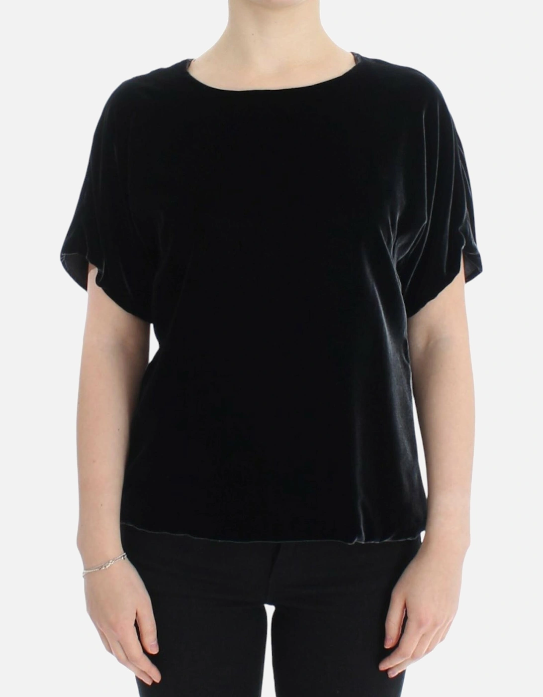 Velvet Top Short Sleeves Women - Black T-Shirts, 7 of 6