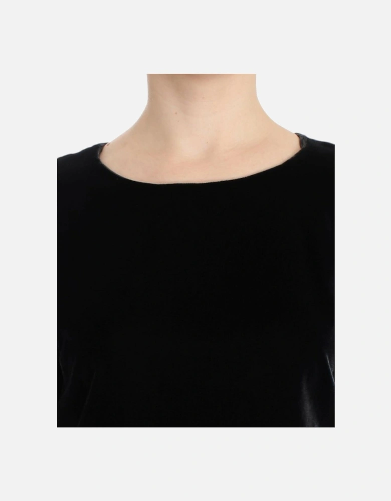 Velvet Top Short Sleeves Women - Black T-Shirts